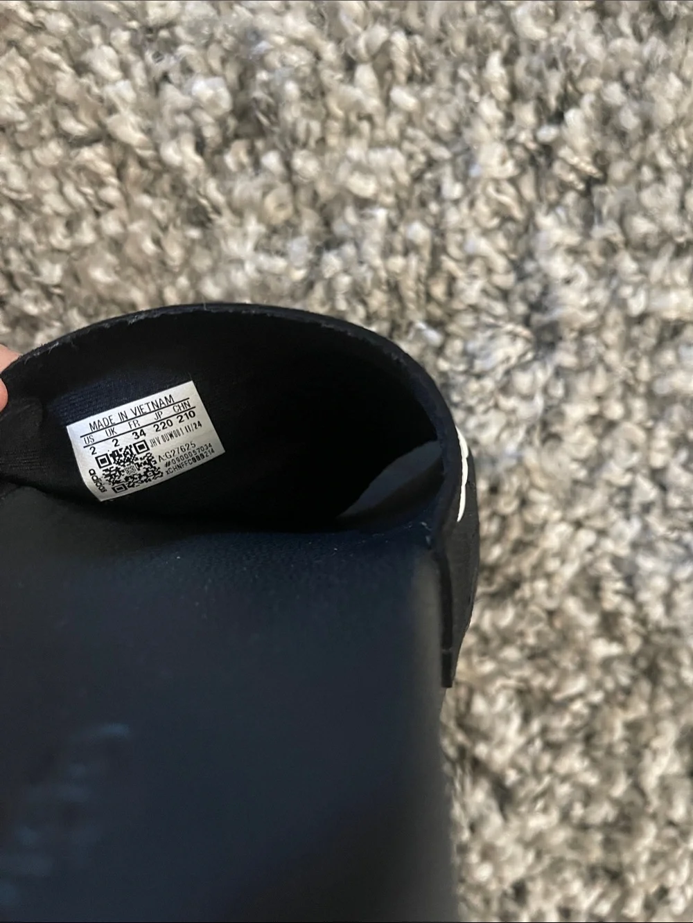 adidas Black Slides with White Stripes and Logo